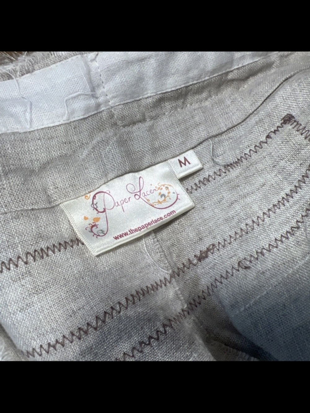 Paper Lace Women’s 100% Linen Beige Bohemian Lagenlook Button Up Jacket Size M - Picture 11 of 16
